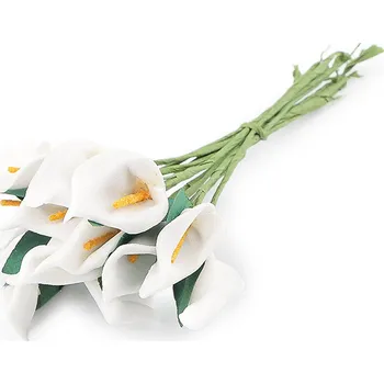 umělá květina Umělá pěnová mini kala na drátku, barva 1 bílá