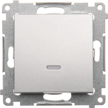 vypínač Vypínač jednopólový, s orientačním LED podsvětlením, řazení 1So, 16, Simon 54 DW1AL.01/43, stříbrná metalizovaná