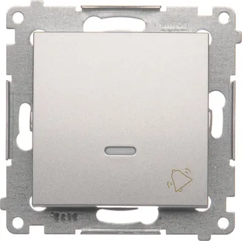 vypínač Tlačítko zapínací “zvonek”, s orientačním LED podsvětlením,, Simon 54 DD1AL.01/43, stříbrná metalizovaná