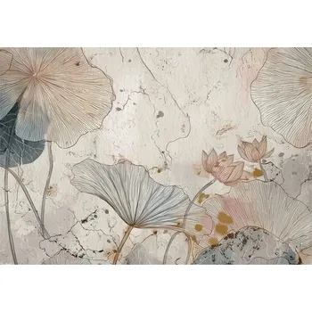 Fototapeta FOTOTAPETA KVĚTY BETON ABSTRAKCE NA ZEĎ LOŽNICE OBÝVACÍ POKOJ 350x250