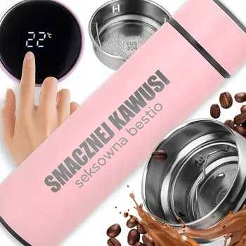 Termohrnek TERMOHRNEK Z WYŚWIETLACZEM LED GRAVÍROVÁNÍ RŮŽOVÝ DÁREK SEK*OWNA BESTIO