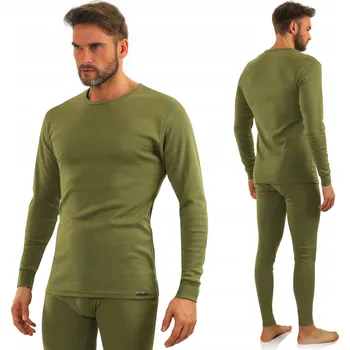 Pánské tričko Sesto Senso tričko Pánské tričko s dlouhým rukávem kulatý výstřihem zelené barvy, velikost XXL