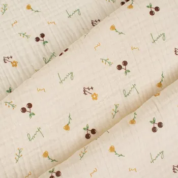 Dvojitá gázovina / mušelín JENNY květiny a třešně