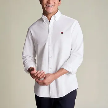 Pánská košile Charles Tyrwhitt Stretch Washed Oxford Shirt — White