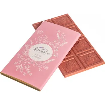 Čokoláda Lavandia Jahodová bílá čokoláda s levandulí 50 g Famózní čokoláda s chutí léta