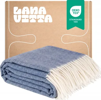 deka Vlněná deka "Steppe" 100% Australská vlna Pléd Modrý 140x200 cm