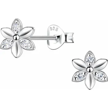 Náušnice 34360 Stříbrné náušnice pecky se zirkony KVĚTINA 6 mm, 0,69 g