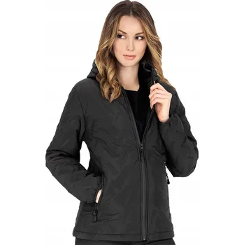 DÁMSKÁ ZATEPLENÁ PROŠÍVANÁ BUNDA S KAPUCÍ NA ZIP ČERNÁ 2XL