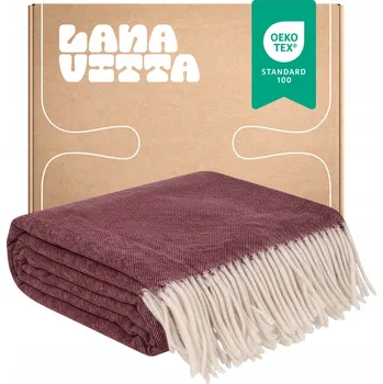 deka Vlněná deka "Steppe" 100% Australská vlna Pléd Bordó 140x200 cm