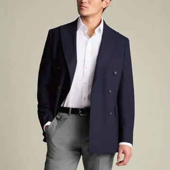 Pánské sako Charles Tyrwhitt Double Breasted Proper Blazer — Navy