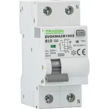 Proudový chránič Tracon EVOKMA2C603 Kombinovaný proudový chránič 2P, 2 mod, char. C, C6A, 30 mA, 10kA, A (Tracon EVOKMA2C603)