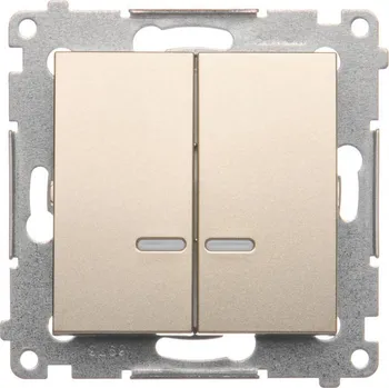 vypínač Vypínač sériový s podsvětlením, IP44, řazení 5So, 10 AX / 230 V~,, Simon 54 DW5BL.01/44, zlatá metalizovaná