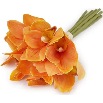 umělá květina Umělá orchidej svazek, střední, 6 lososová