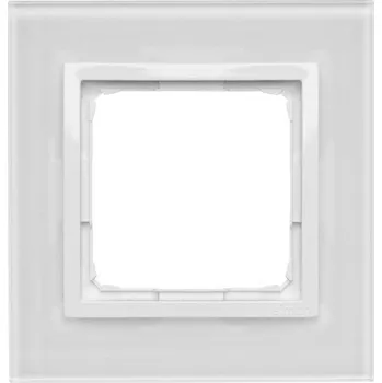 vypínač Rámeček 1 násobný, skleněný, Simon 54 DRN1/70, perlová / bílá