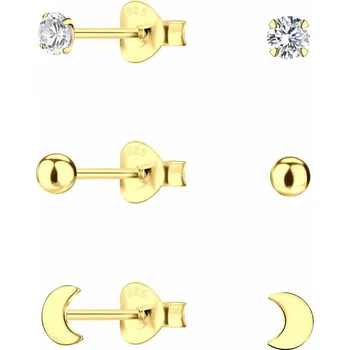 Náušnice Nefertitis 34036 Stříbrné náušnice pecky sada 3 typy zlatý půlměsíc 3 - 5 mm, 1,25 g