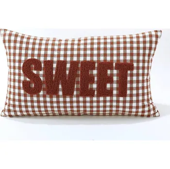 Polštář Blancheporte Kostkovaný polštářek s nášivkou SWEET karamelová