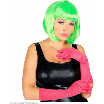 Karnevalový doplněk Widmann růžové rukavice s pěti prsty ve stylu 70., 80. a 90. let