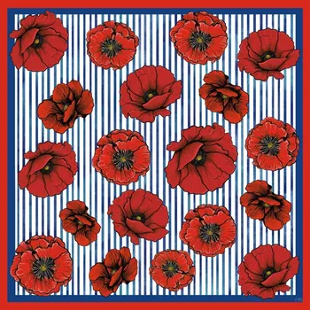 Šátek Prémiový oboustranný hedvábný šátek Rozkvetlé máky, MB Velikost: 88x88 cm hedvábí