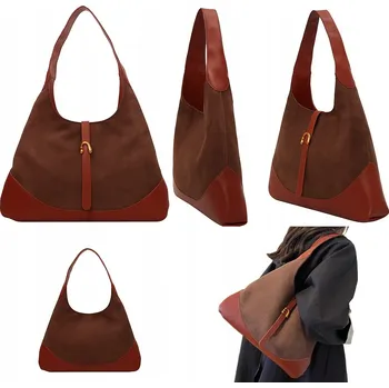 Dámská kabelka přes rameno semišová eko kůže červeno-hnědá ideální pro každý den