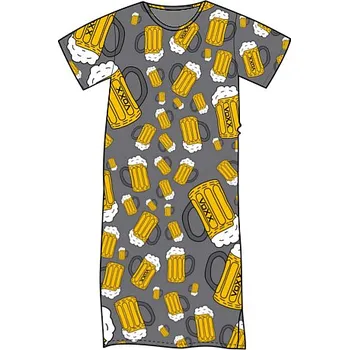 Dámské noční prádlo Lonka® Seeking noční košile krátký rukáv Barva: pivo/velké tm.šedá, Velikost: XL