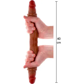 Dildo ToyJoy Get Real Foreskin Double Dong 40 cm - Caramel skin tone