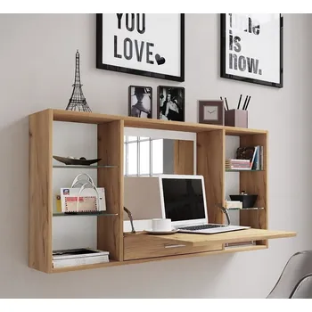 Psací stůl Vcm Nástěnný stůl Teala se zrcadlem, dub medový