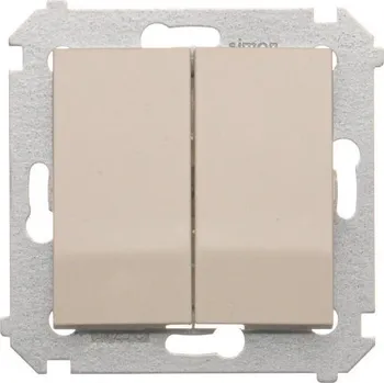 vypínač Vypínač střídavý 2 násobný, bez piktogramu, řazení 6+6, 10 AX / 230 V~, šroubové, Simon 54 DW6/2.01/X/41, krémová