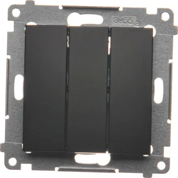 vypínač Vypínač jednopólový 3 násobný, s orientačním LED podsvětlením, řazení, Simon 54 DW31L.01/49, černá metalizovaná