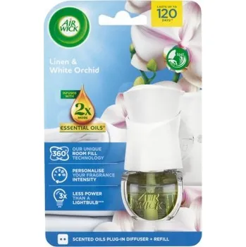Vůně do bytu Air Wick Elektrický osvěžovač vzduchu strojek a náplň prádlo a bílá orchidej 19 ml