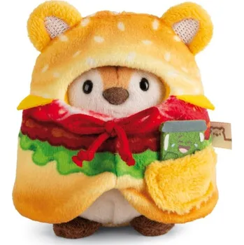 plyšák NICI plyš MyMochi Tygr Tiggy 8cm v kostýmu hamburger a okurkou,set dárkové balení 8,5x6,5x10cm