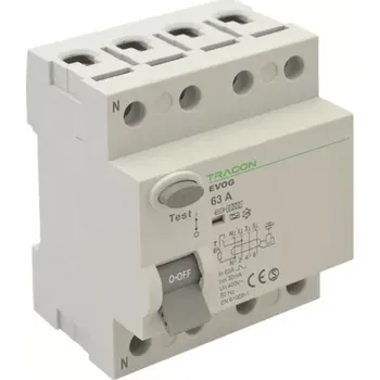 Proudový chránič Tracon EVOG4P401 Proudový chránič, 4-pólový, 40A, 100mA, 6kA, A (Tracon EVOG4P401)