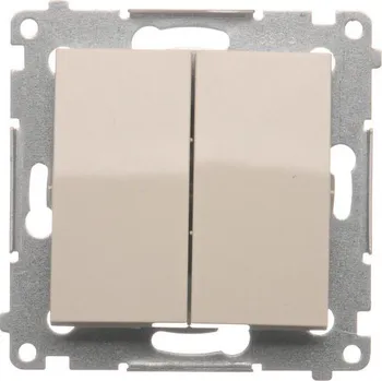vypínač Tlačítko zapínací 2 násobné, řazení 1/0+1/0, 10 AX / 230 V~, bezšroubové svorky, Simon 54 DP2.01/41, krémová