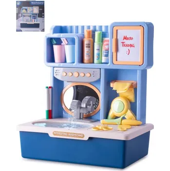 Dětská kuchyňka Umyvadlo modré s tekoucí vodou set s doplňky na baterie Světlo Zvuk