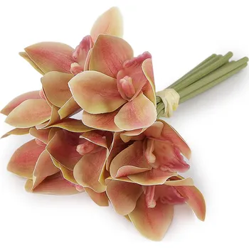 umělá květina Umělá orchidej svazek, střední, 3 pudrovobéžová
