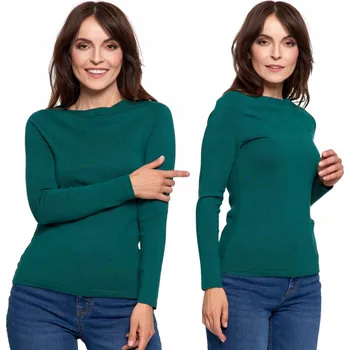 Dámský svetr DÁMSKÝ SVETR ZELENÝ KLASICKÝ Z VISKÓZY TENKÝ MORAJ PŘILÉHAVÝ SVETR XL