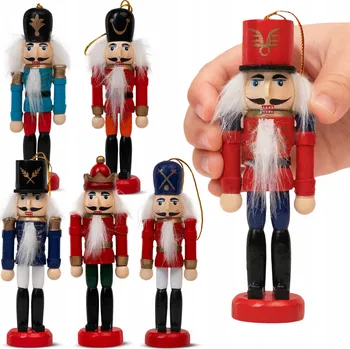 Vánoční ozdoba Sada 6 LOUSKÁČEK ks závěsná ozdoba na stromeček věšák na stromeček, eko ozdoba