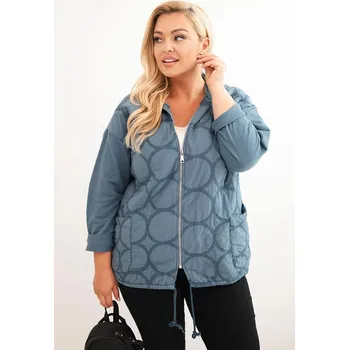 Dámská mikina Kesi Dámská mikina Plus Size ART3802 na zip Barva: Modrá, Velikost: UNI