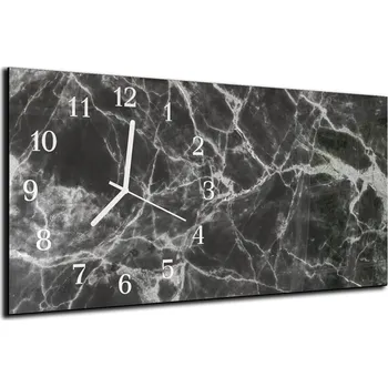 Hodiny Glasdekor Nástěnné hodiny 30x60cm abstraktní černý mramor Materiál: plexi