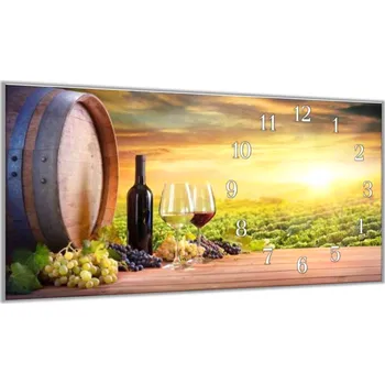 Hodiny Glasdekor Nástěnné hodiny 30x60cm sud vína a vinná réva Materiál: plexi
