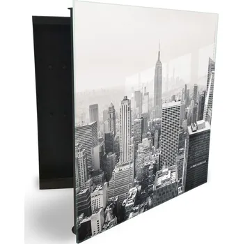 Skříňka na klíč Glasdekor skříňka na klíče - New York City Otevírání: Levé, Barva skříňky: Bílá