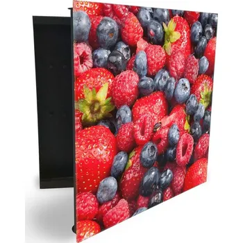 Skříňka na klíč Glasdekor skříňka na klíče - ovoce borůvky, jahody a maliny Otevírání: Levé, Barva skříňky: Bílá