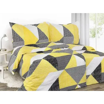 Povlečení Krepové povlečení - žluto-černé trojúhelníky 140x200+70x90