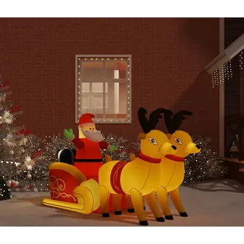 vidaXL Vánoční nafukovací Santa a sobi s LED diodami 130 cm [345330]