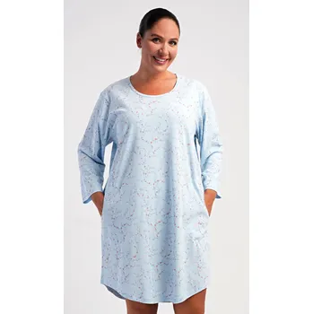 Dámské šaty Dámské domácí šaty s tříčtvrtečním rukávem Lauren světle modrá 3XL