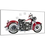Glasdekor Nástěnné hodiny 30x60cm tm. červená motorka veterán Materiál: plexi