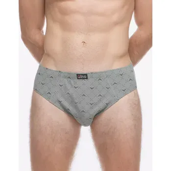 Slipy GINA pánské slipy se širším bokem, širší bok, šité, s potiskem 71139P šedá tm. šedá 54/56