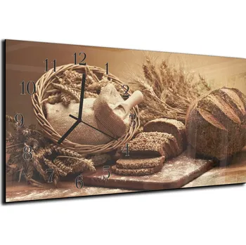 Hodiny Glasdekor Nástěnné hodiny 30x60cm čerstvé pečivo Materiál: plexi
