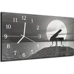 Glasdekor Nástěnné hodiny 30x60cm piano u moře Materiál: kalené sklo