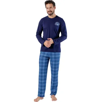 Pánské pyžamo Hotberg Pánské pyžamo Michal 1597/51 – Styl a pohodlí z bavlny Barva/Velikost: granát (modrá) / M