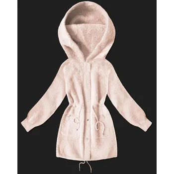 Vlněná bunda typu alpaka ve světle lososové barvě (W017#) odstíny růžové uni velikost